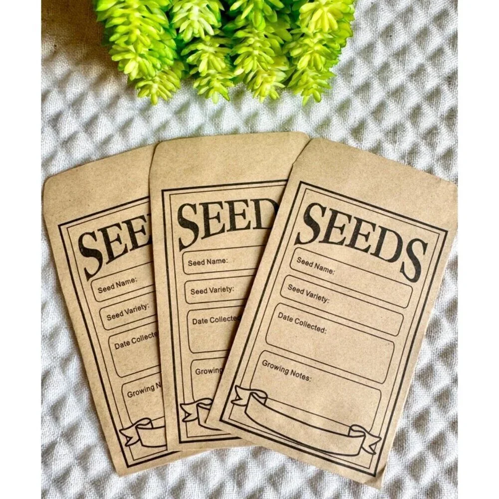 New Gardening Gift Set w/ Hand Rake, Seed Envelopes, Purple Gloves